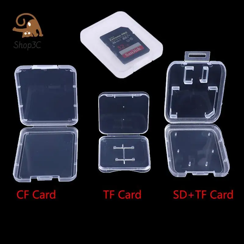 10Pcs Transparent Plastic Storage Boxes SD Camera CF Memory Card Case With Cover Phone TF Card Packaging Box memory card case photography storage case