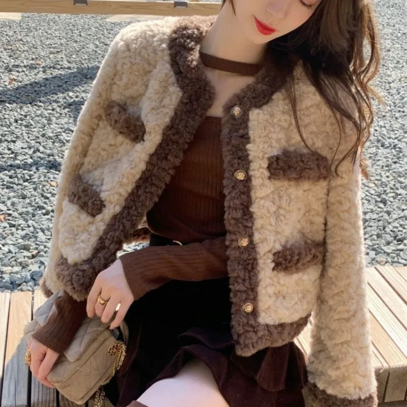 2023 Autumn and Winter New Women Coat Imitation Lamb Wool Short Jacket female Loose Temperament Top Fashion Casual warm Outwear