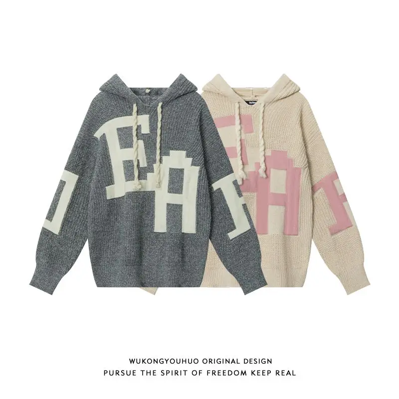 

Sweater Hoodie Sweatshirt Women'S Hooded Letter Embroidery Hoodies Vintage High Street Sweatshirt Autumn Streetwear