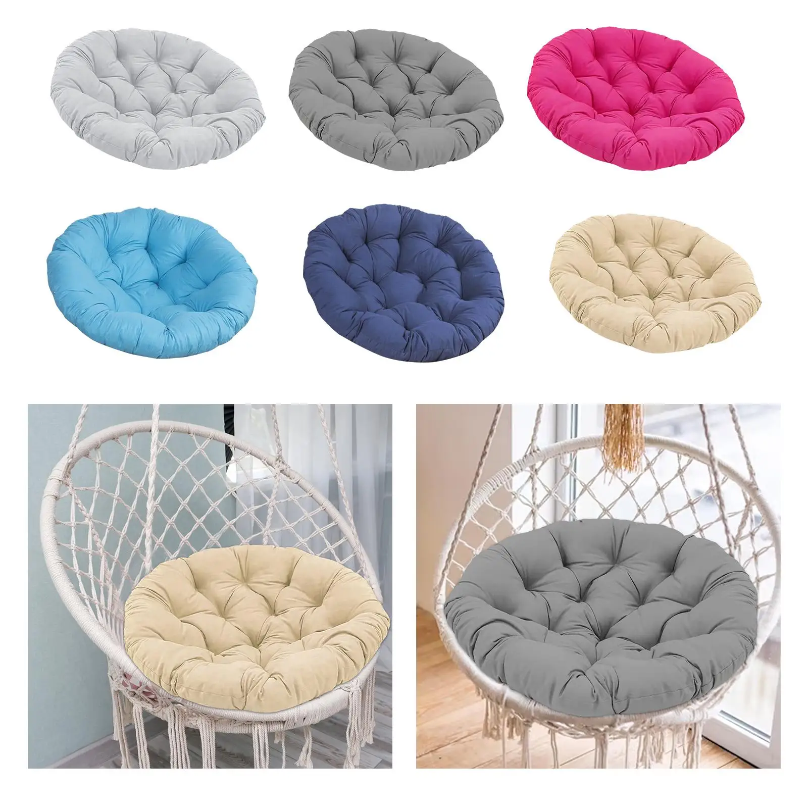 Round 50cm Padded Seat Cushion, Egg Shaped Chair Cushion, Hanging Chair Cushion, 3