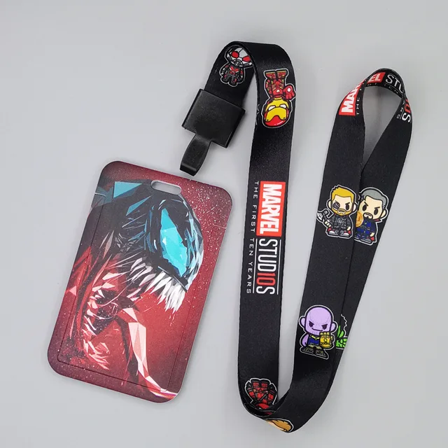 Marvel Movie Characters Card Cover Captain America Spiderman Super Heroes ABS Card Holder Student Campus Card Hanging Lanyard ID Xhmw08