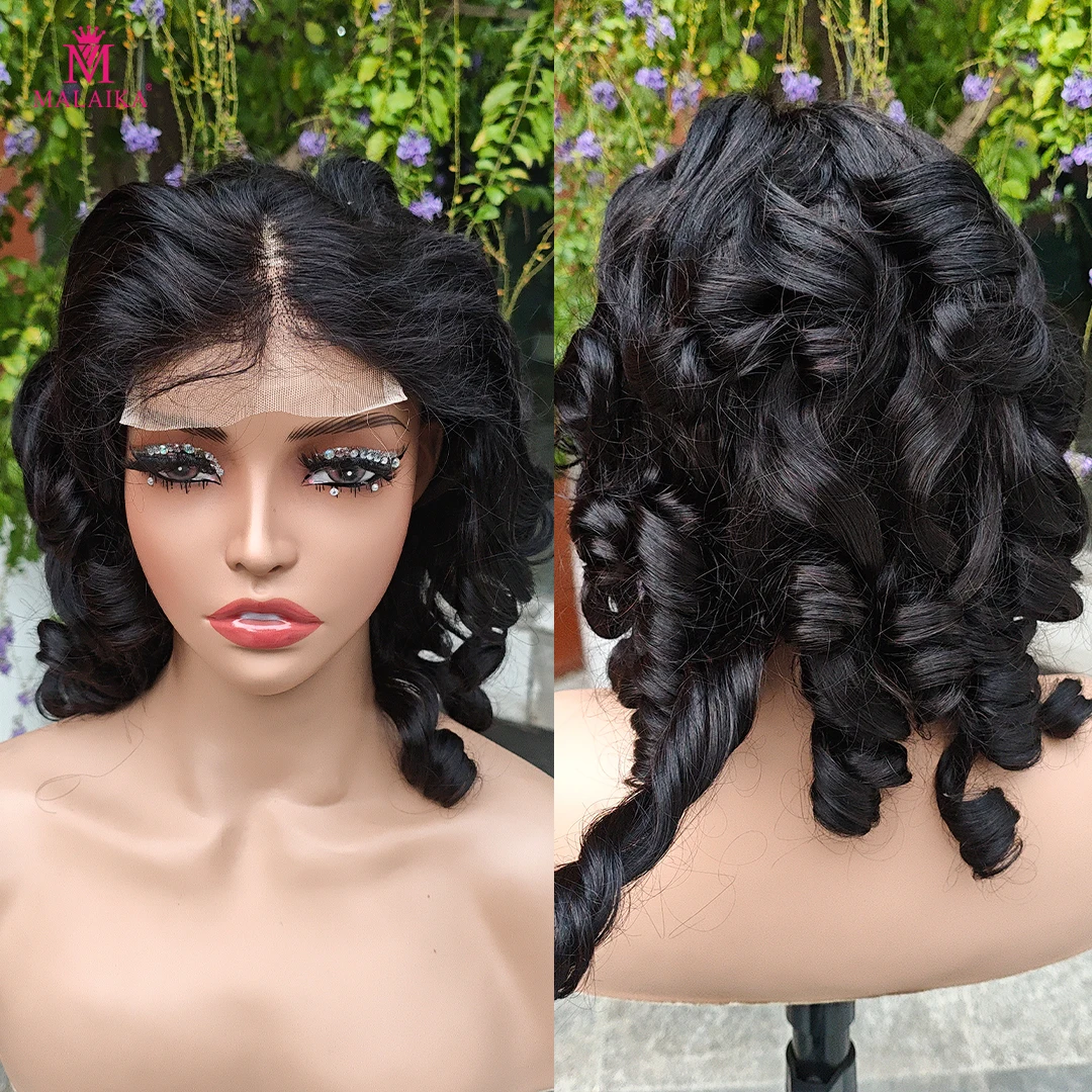 Parrucca di capelli umani ricci a spirale con doppia trama e punte arricciate, densità 300%, frontale in pizzo 4x4, 100% capelli umani ricci e voluminosi - immagine 3