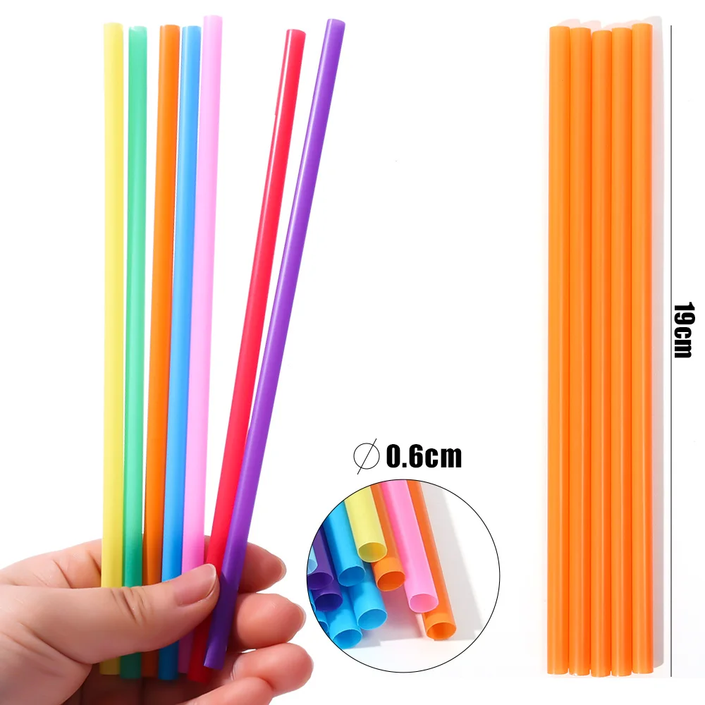 Description Picture 3 of item100pcs Long Drinking Straws Colorful Plastic Wide Straw Milk Tea Juice Cocktail Drink Straw Birthday Party Kitchen Accessories