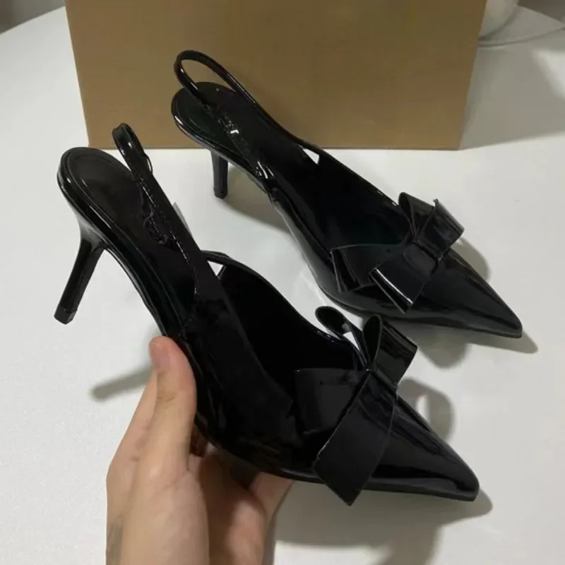Woman High Heels Sandals Pointed Daily Office Lady Shoes Fashion Patent Leather Summer Slingback Dress Stilettos women slingback sandals women high heels shoes women dress shoes