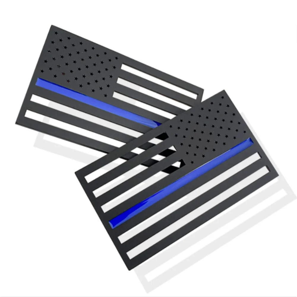 

2x Black Blue US American Flag Emblem Car Fender Door Rear Trunk Tailgate Badge for Sierra Yukon Silverado Tahoe Tundra Ram F150