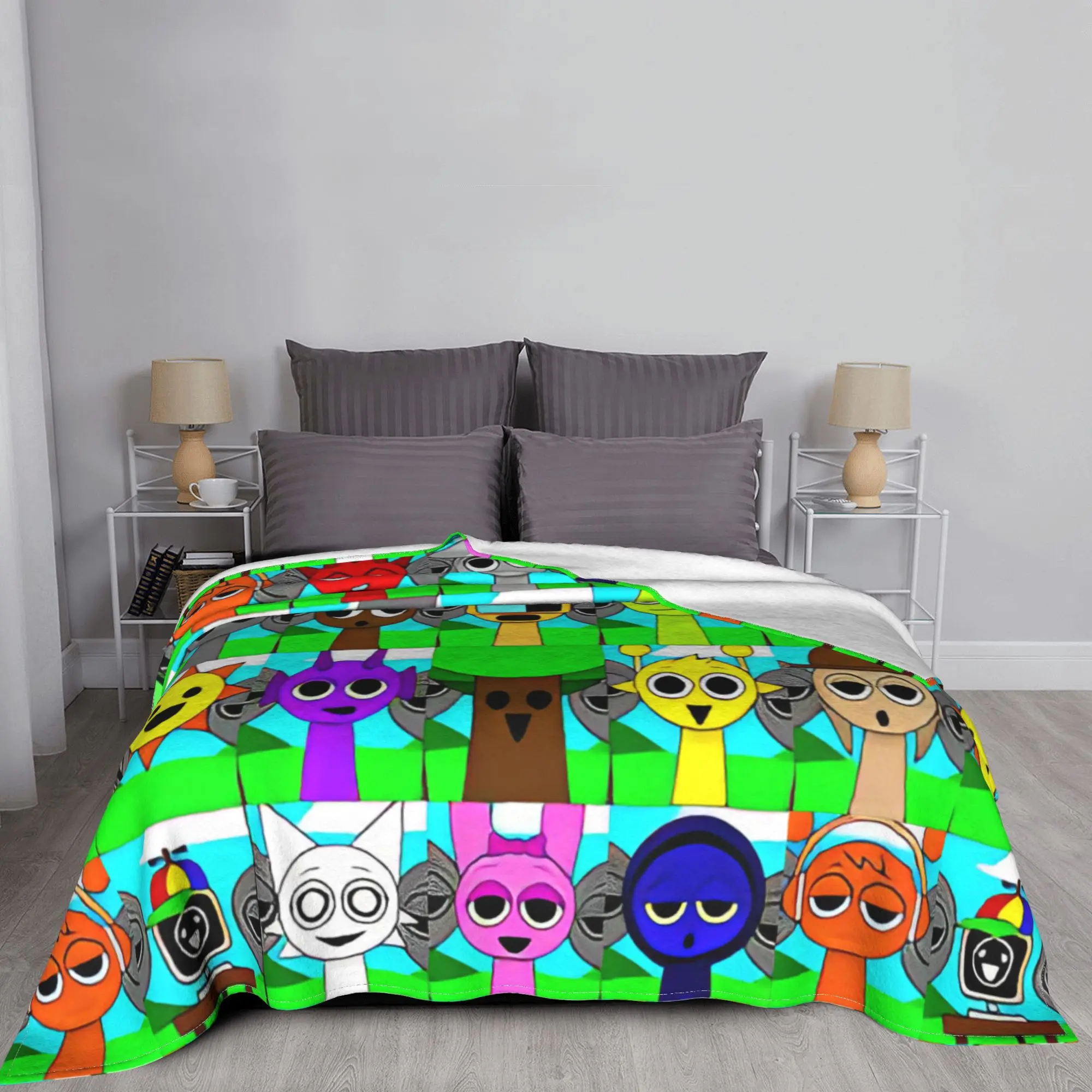 Sprunki Incredibox Wenda Oren Funbot Blankets Beats Game Flannel Throw Blankets Bedroom Sofa Decoration Soft Warm Bedspread 4