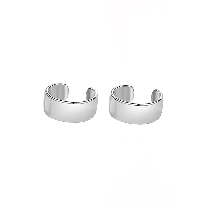 Silver Minimalist Double Layered Personality Clip Earrings