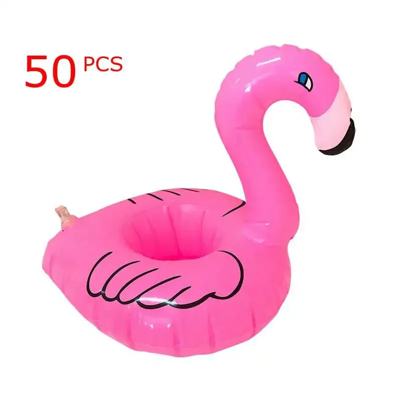 

50PCS Party DIY Toy Mini Floating Cup Holder Swimming Water Toys Beverage Boats Baby Pool Toys Inflatable Flamingo Drink Holder