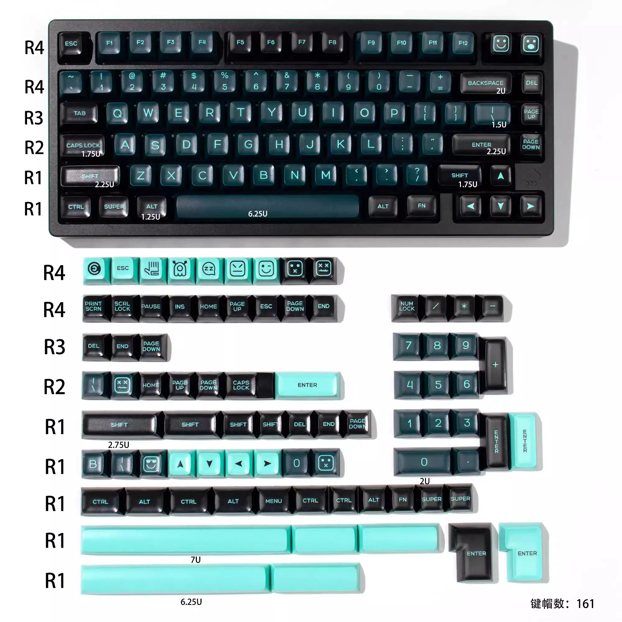 Keys Sa Computer GMK 161 keys Monster Keycaps SA keycaps Double Shot ABS keycaps For MX ...