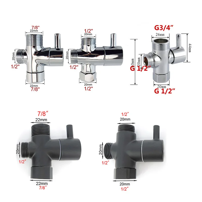 

3 way Stainless steel G7/8" G1/2" G3/4" Diverter Valve Water Separator toilet Shower Head Tee T Adapter Diverter faucet Bathroom