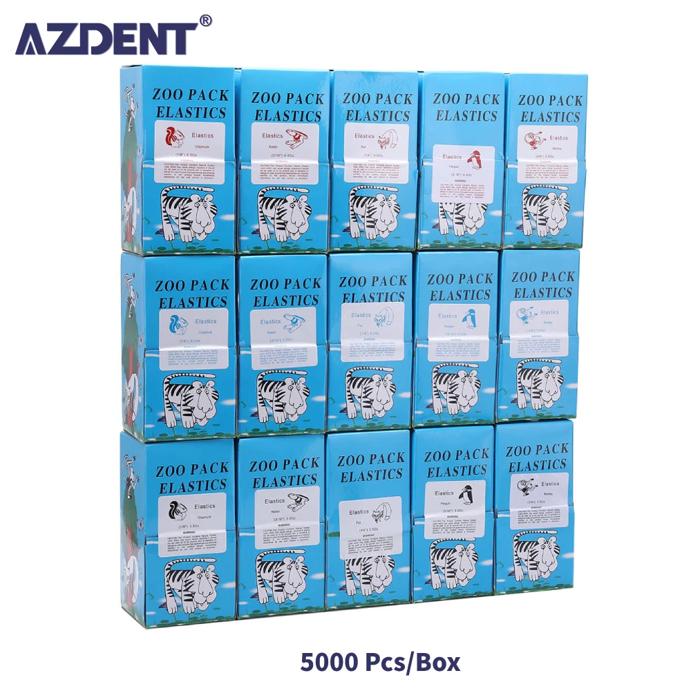 Azdent 5000 Pcs/box Dental Orthodontic Zoo Pack Elastics Rubber Bands