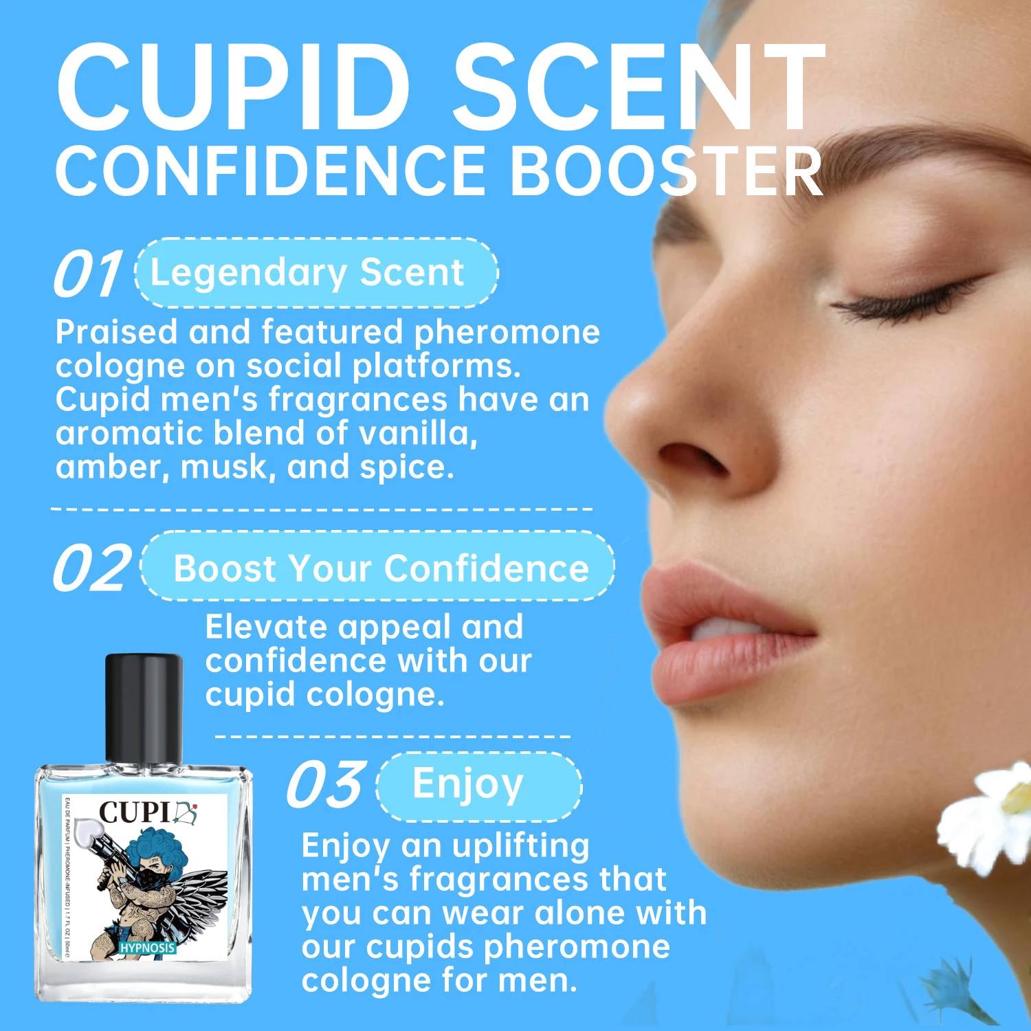 Cupid Hypnosis Pheromone Cologne For Men Long-lasting Vanilla Scent_voghion.com