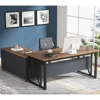 55" Executive Desk with Lateral File Cabinet Modern L-Shaped Computer Desk and Storage Solution 1