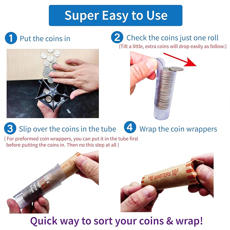 Efficient Coin Sorting and Counting Bank with Tube Wrappers Holder
