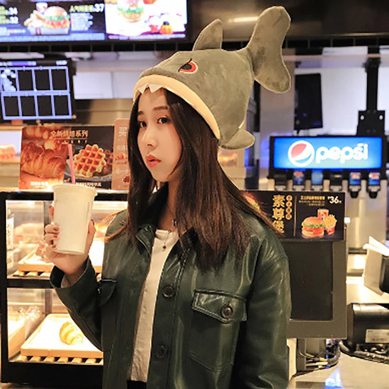 Cute Funny Shark Hat Cartoon Hat Cosplay Shark Headwear Game Event Performance Halloween Party Dress Up Costume
