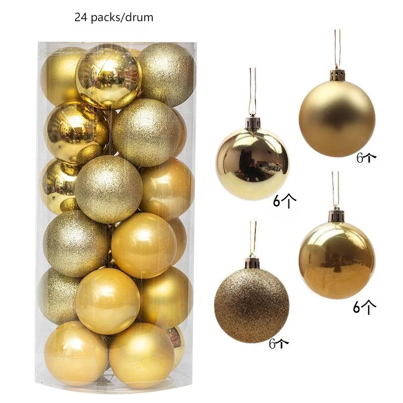 24Pcs Christmas Decoration 4/6/8CM Balls Hanging Christmas Tree Pendants Ornaments for Home Party Decor New Year Gift Accessory