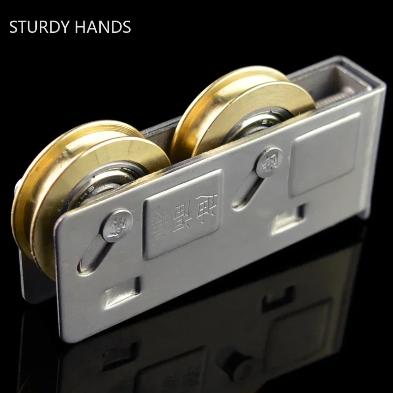 4pcs/lot Sliding Doors and Window Rollers Stainless Steel Copper Double Wheel Pulley Panning Cupboard Door Pulley Wheel Fittings