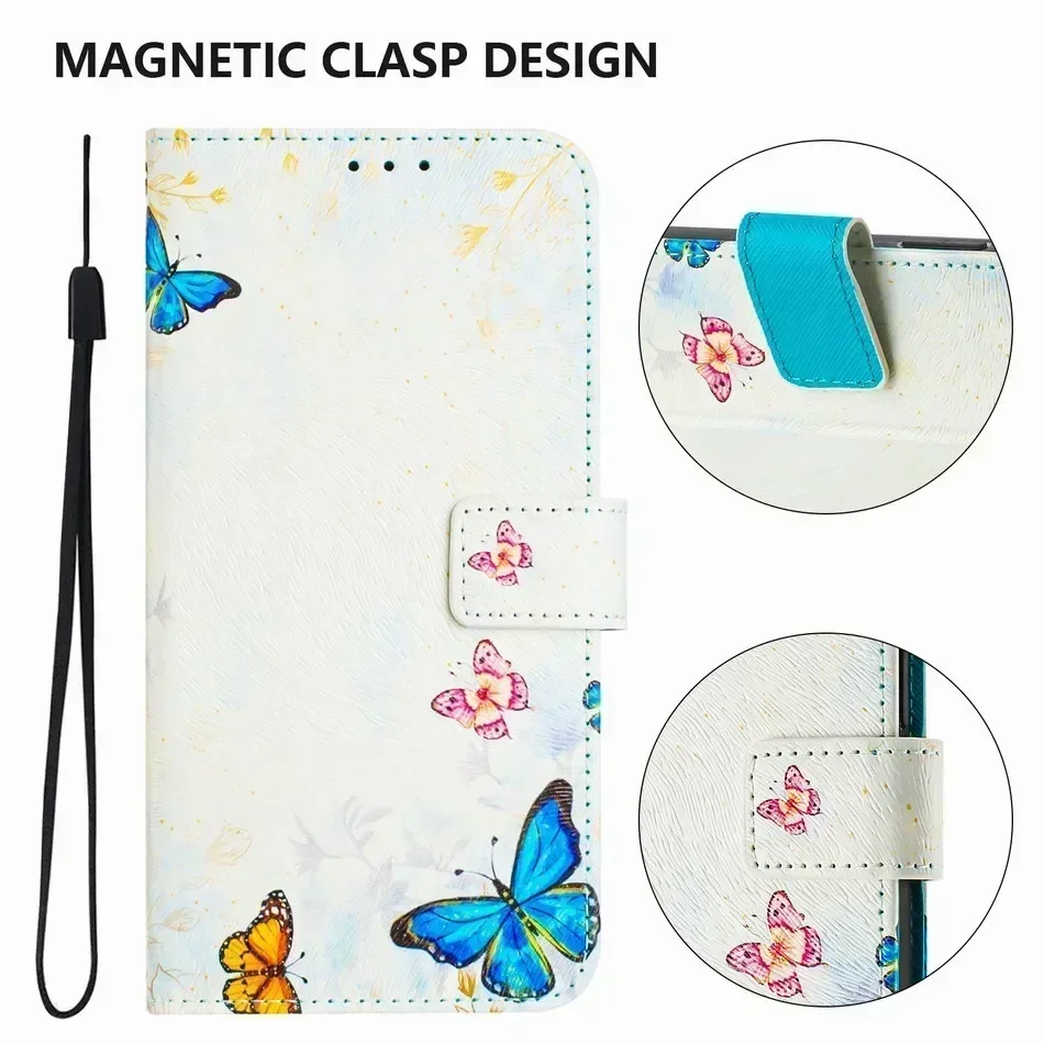 Lovely Daisy Marble Painted Wallet Phone Cover