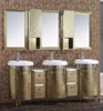 Luxury Golden Floor Standing Mirror Cabinets Single Sink Stainless Steel Bathroom Vanities 5