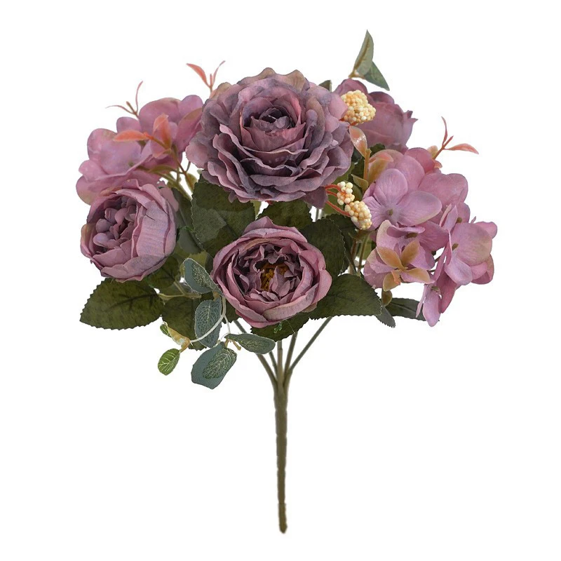 Vintage Silk Rose and Peony Bouquet for Wedding and Home Decor