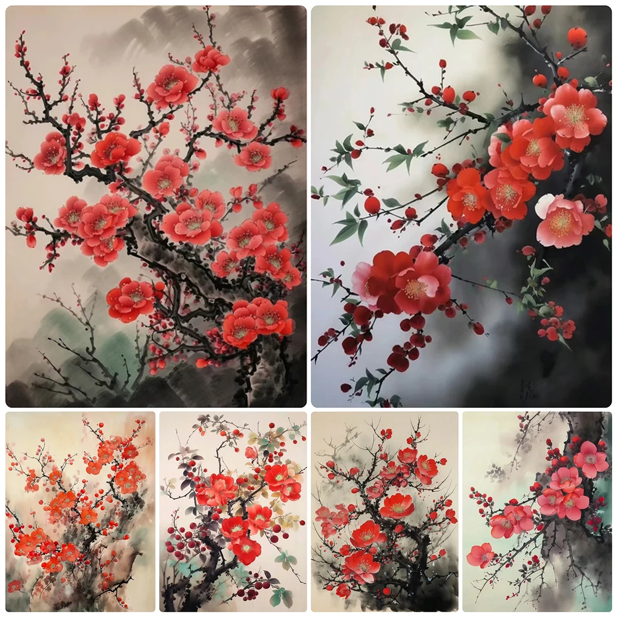 Plum Blossom 5D DIY Diamond Painting Cross Stitch Kits Flower Art Diamond Mosaic Embroidery New Arrival 2024 Home Decor Handmade