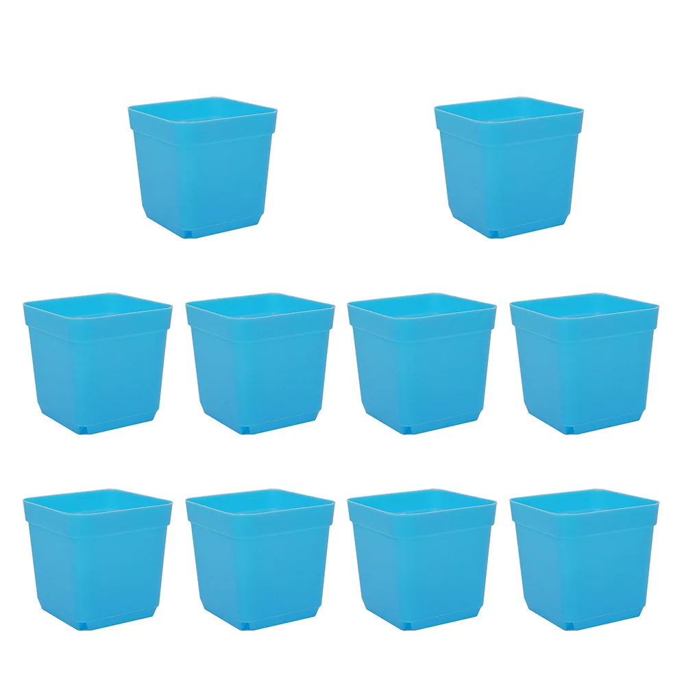 Description Picture 3 of item10Pcs Plastic Square Nursery Flower Pots & Planters With Tray For Plant Transplant Flower Home Decor Gardening Accesorries