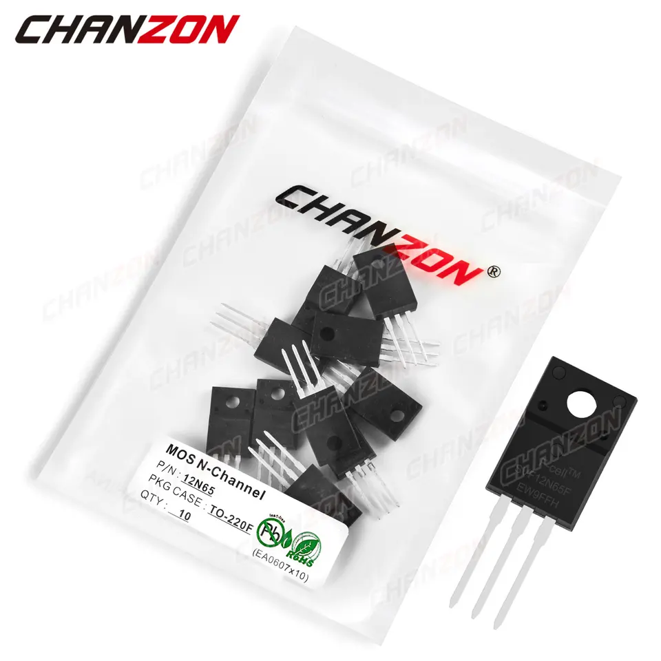 Lot De 2 Transistors MOSFET N-MOSFET 12N65 650V 12A - LUGUANG ELECT, Format TO220F