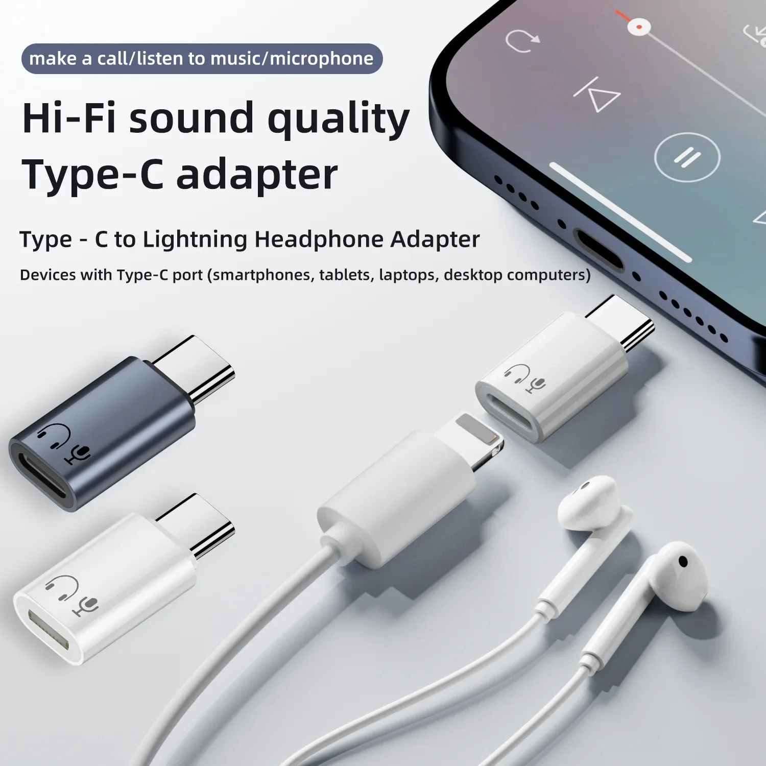 OLAF 타입 C - IOS 헤드폰 오디오 어댑터, 아이폰 16 15 아이패드 삼성용 USB C(남성) - IOS(여성) 커넥터