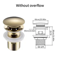 Universal Easy-Clean Pop-Up Sink Drain with Anti-Clog Strainer and Overflow (Gold perforated)