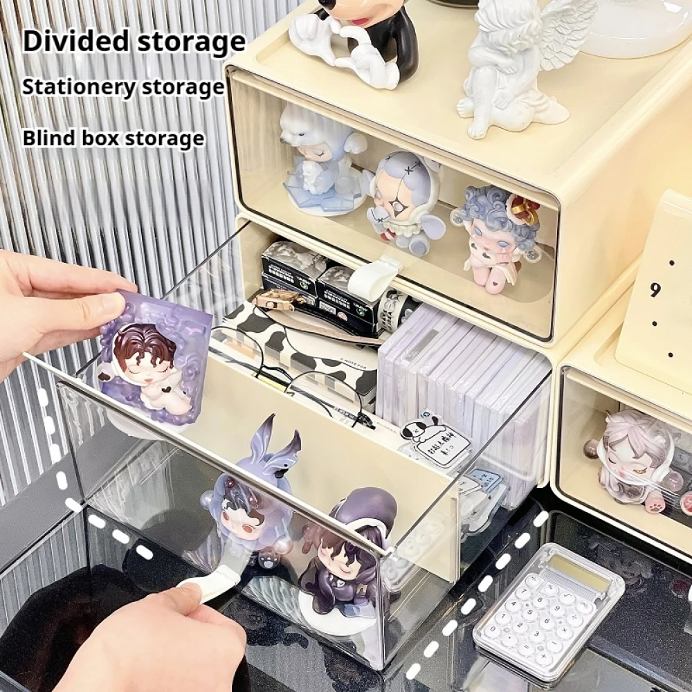Stationery Organizer Storage BoxDisplay Shelf Acrylic Transparent Drawer Type Blind Box Desktop Display Cabinet For Small Object