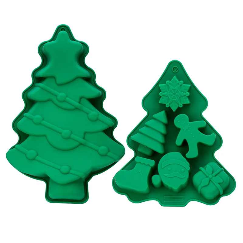 Black Duck Brand Holiday/Christmas Shaped Silicone Ice Cube Trays/Food Molds  - Set of 2 (Snowflake & Gingerbread Man) 