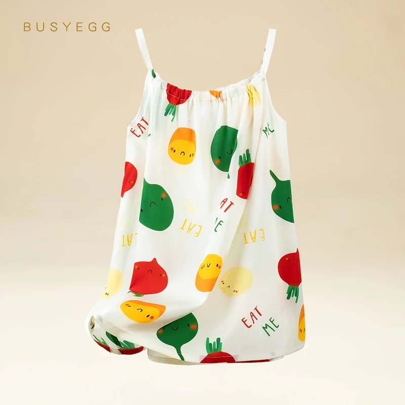 

Colorful radish children's silk nightdress home clothes girls' baby natural silk small suspender skirt summer 2022new nightwear