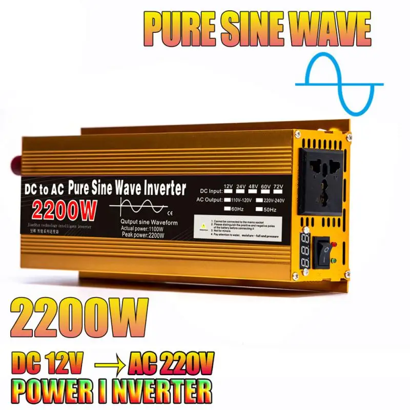 

Pure Sine Wave Inverter DC 12V 24V 48V 60V to 110V 220V 50HZ 60HZ 2000W 3000W 4000W Home Car Power Converter Solar Energy