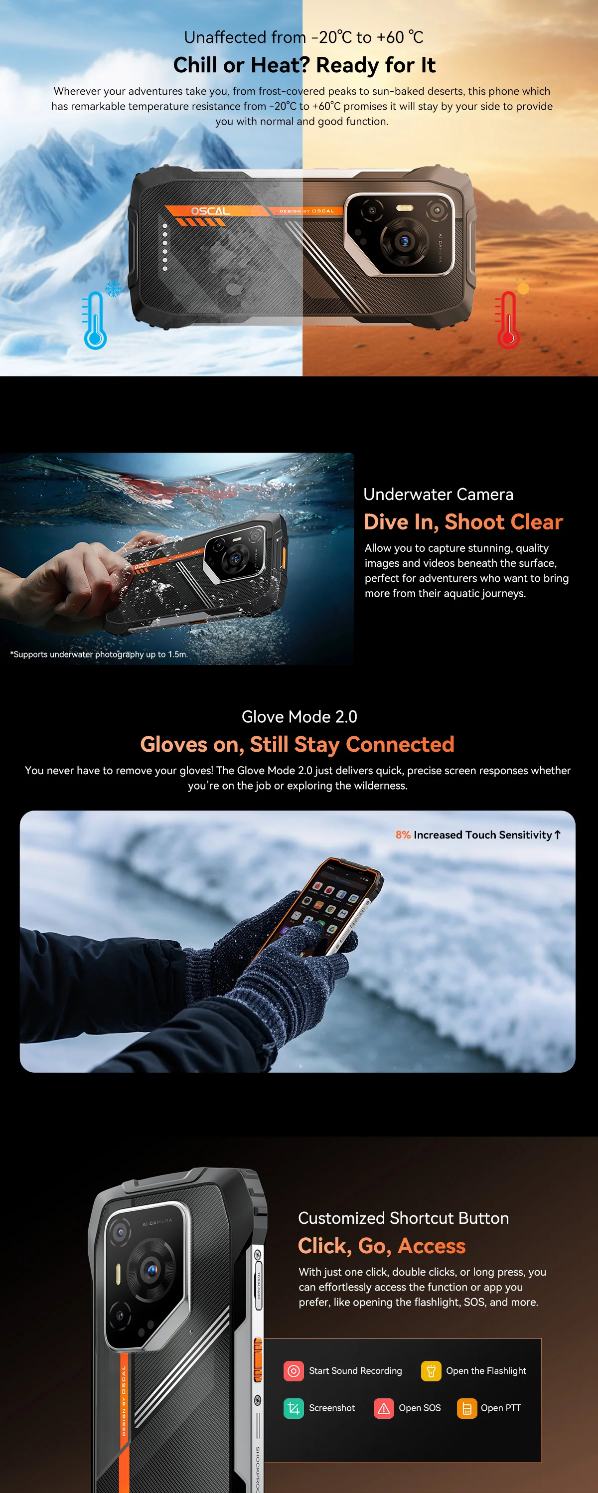 OSCAL PILOT 3 Rugged Smartphone [No EU Charger] Android 15 36GB (12+24) + 256GB 6.78"  7500mAh 120Hz 33W 50MP+32MP+20MP NFC