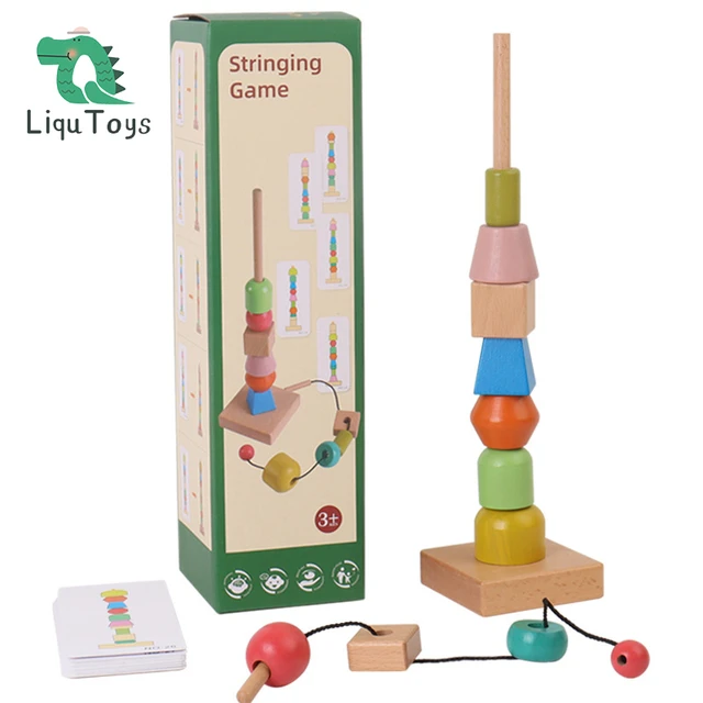 Educational Toys, Wooden Threading Bead Set, Wooden Beads