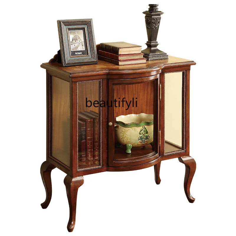 

Classical French Brown Paint Small Side Cabinet Mahogany High-End Sideboard Cabinet American Storage Entrance Cabinet