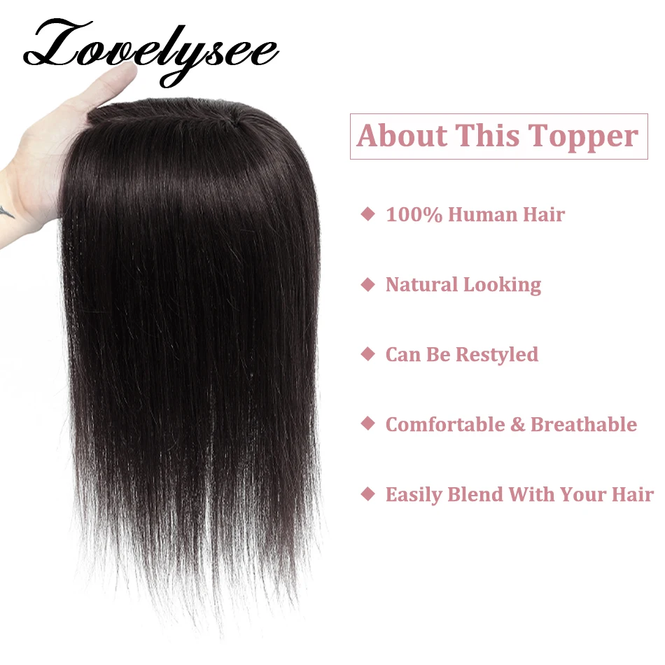 7x10cm Hair Toppers Straight Natural Black Hairpiece Brazilian 100% Real Human Hair for Women Clip in Hair Extension 10\