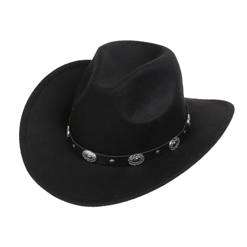 Combhasaki Unisex Cowgirl Hats for Women Men Retro Classic Cowgirl Hats Wide Brim Sun with Leather Band