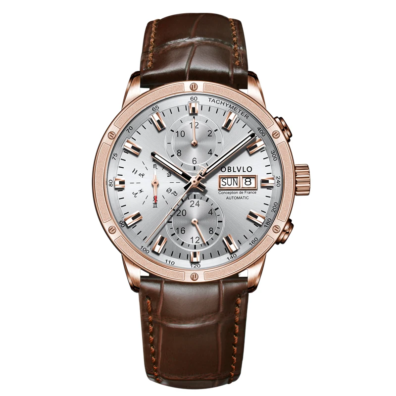 OBLVLO orologio da uomo di marca superiore orologio meccanico automatico da uomo orologio Casual orologio con cinturino impermeabile per uomo CM  1511