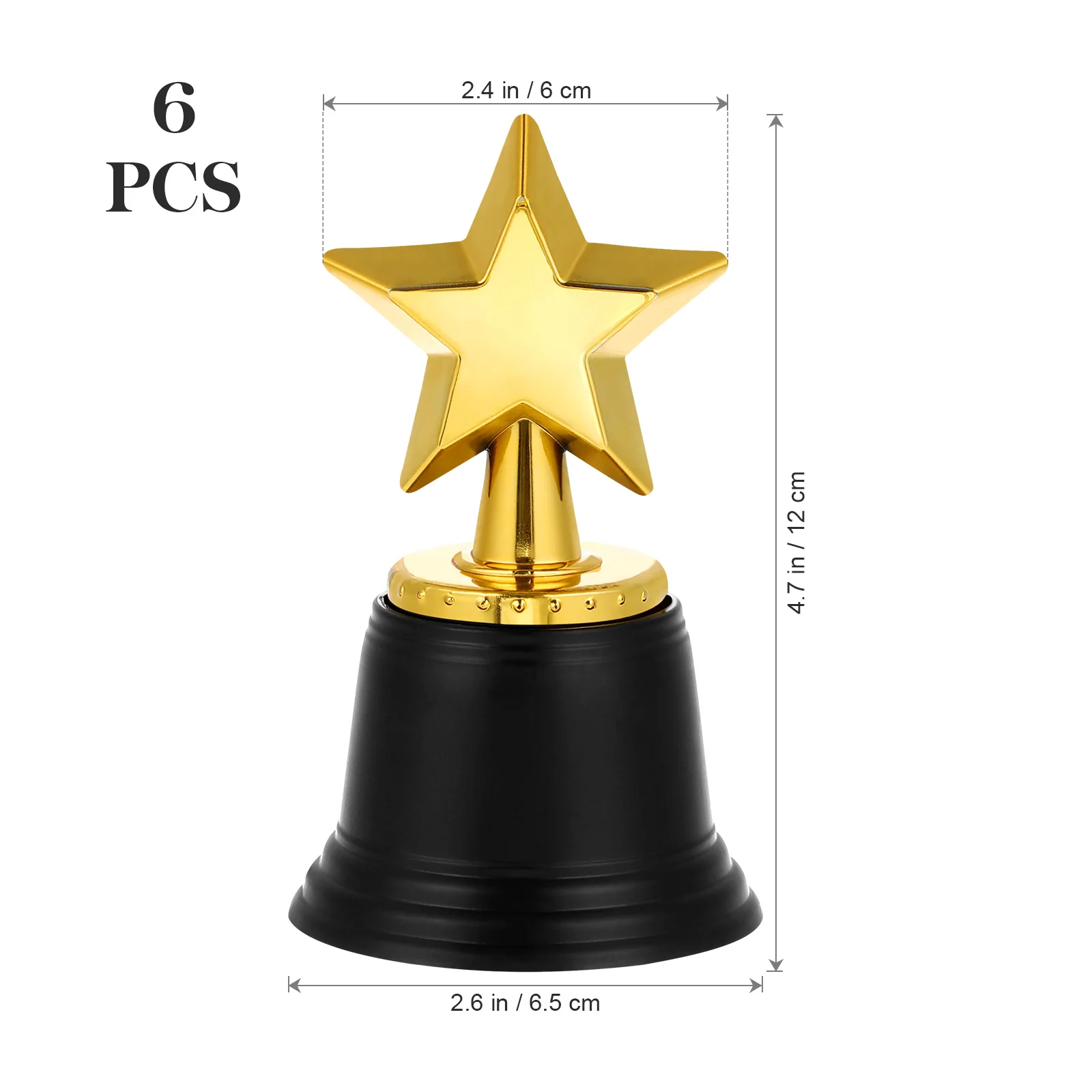 6 Pcs Star Trophy Awards Plastic Trophies Party Favors Kid School Reward Sports Tournament Winning Prize Game Event Props NEW