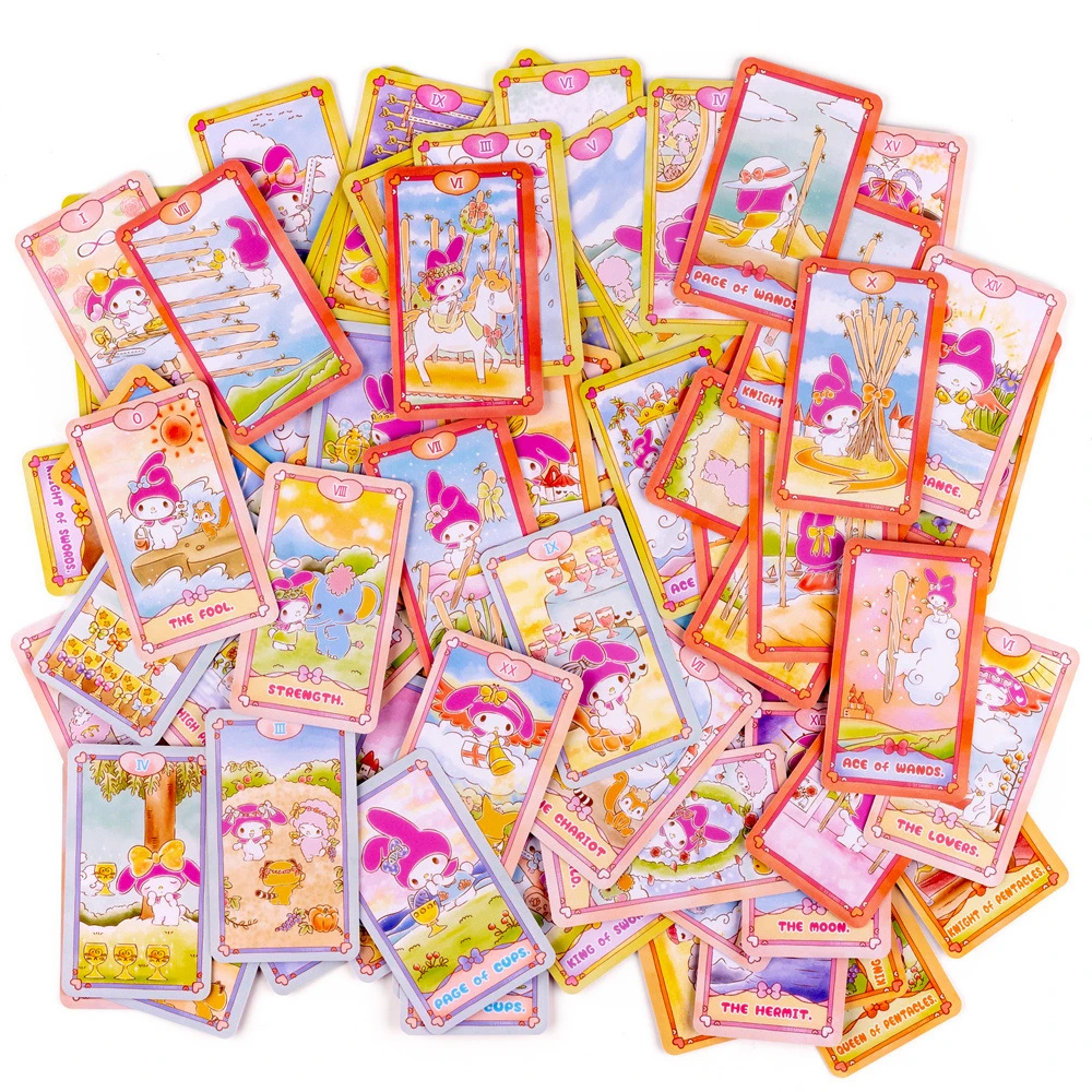 Tarot Kuromi Cinnamoroll Melody Cards Divination Star sign Hello Kitty Sanrio Melody 78 Cards Board Game Deck Oracle Card Party 6
