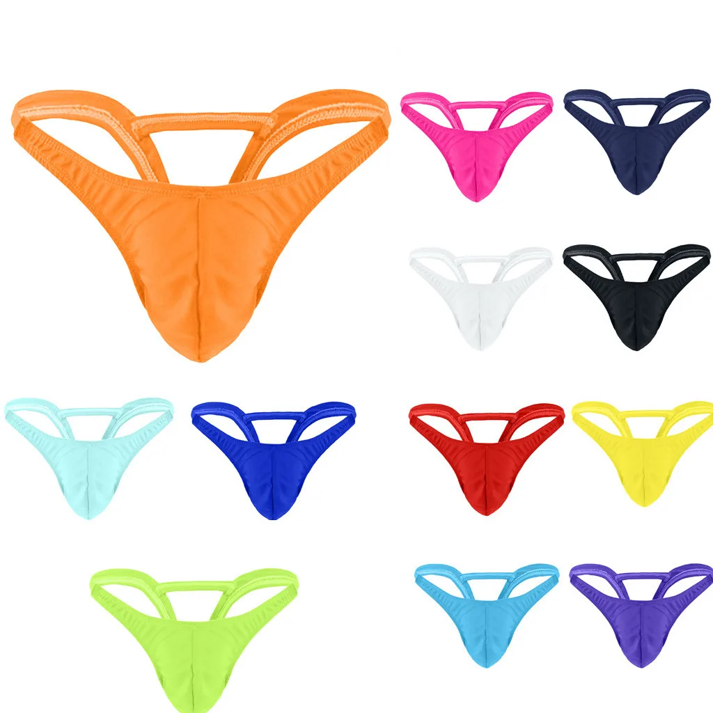 Men Thong Solid Color Briefs Bulge Pouch Panties Seamless Open Waist Underwear Elastic Breathable Intimates Lingerie Boxershort