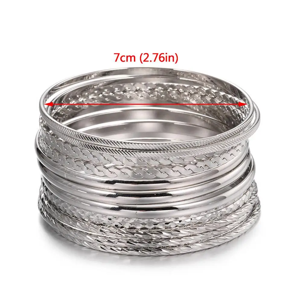 Chain Bracelet 12pcs Punk Curb Cuban For Women Miami Boho Thick Gold Color Charm Bangles