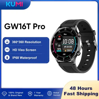 KUMI GW16T 프로 풀 터치 스크린 남자 시계, 스마트 워치 심박수 모니터, IP68 방수, 여자 스마트워치