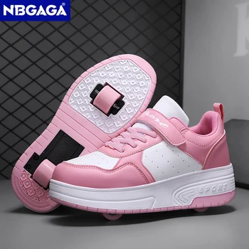 Children's Sport Shoes with Two Wheels And Detachable Wheels Ultra Lightweight Unisex Rolling Skate Shoes For Teenagers Girls 1