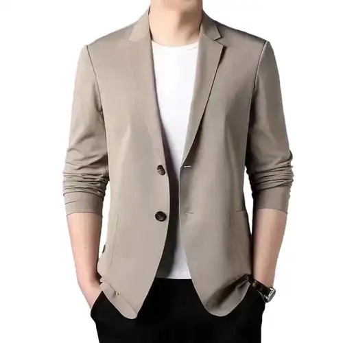 Solid Color Lapel Suit Coat Elegant Men's Suit Jacket with Lapel Collar Long Sleeves Button Placket Stylish Business Outerwear - Image 7