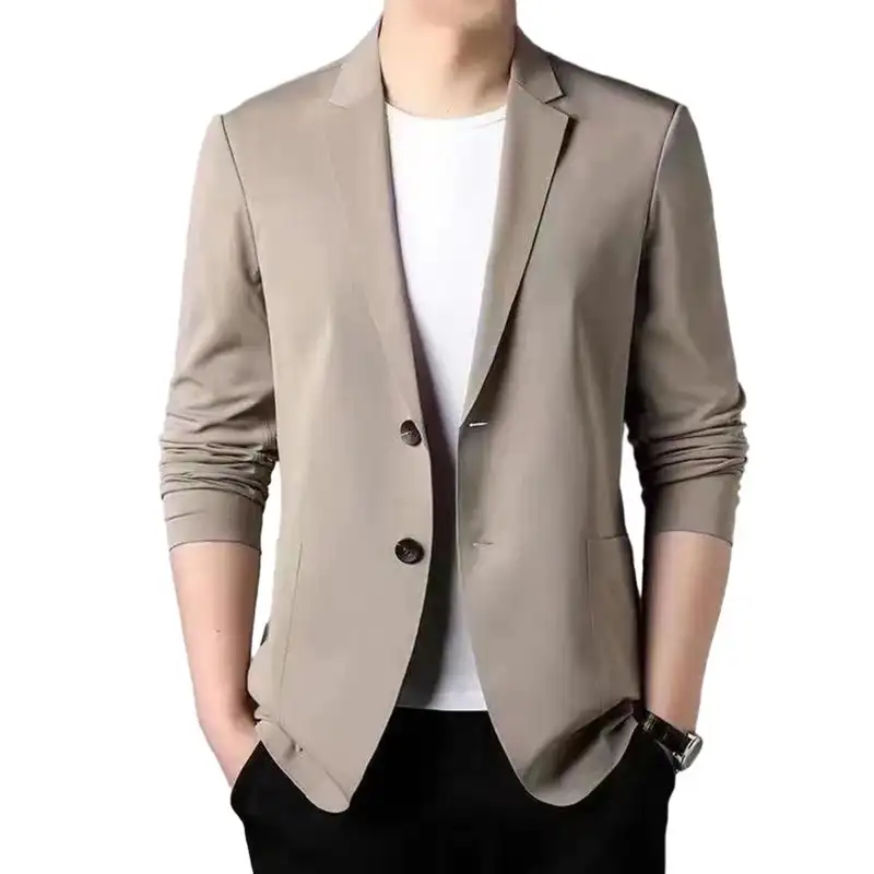 Solid Color Lapel Suit Coat Elegant Men's Suit Jacket with Lapel Collar Long Sleeves Button Placket Stylish Business Outerwear - Image 7