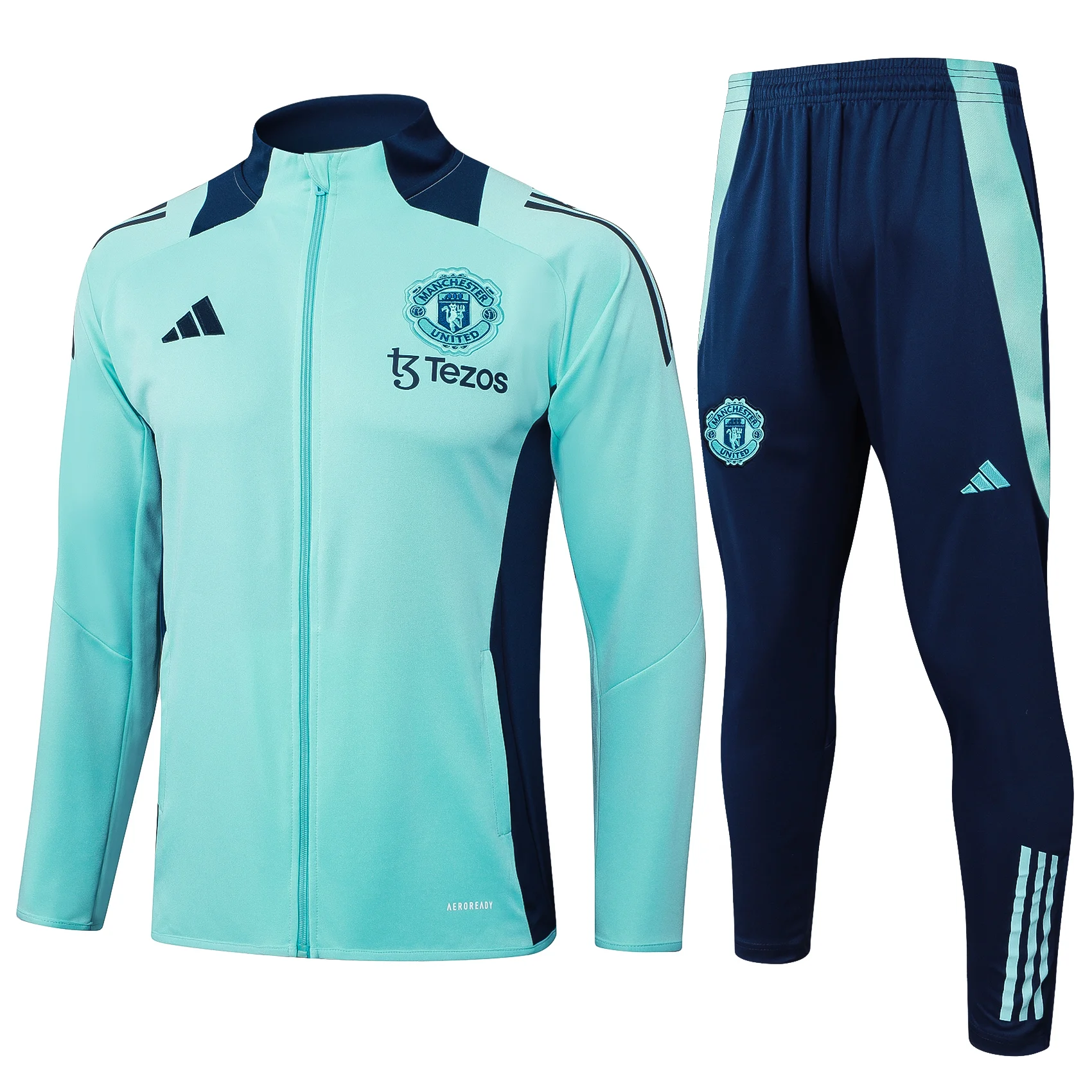 Adidas Soccer Jerseys Men Fashionable Athletic Durable Long-sleeved Comfortable Zippered Football Training Suit Set Black