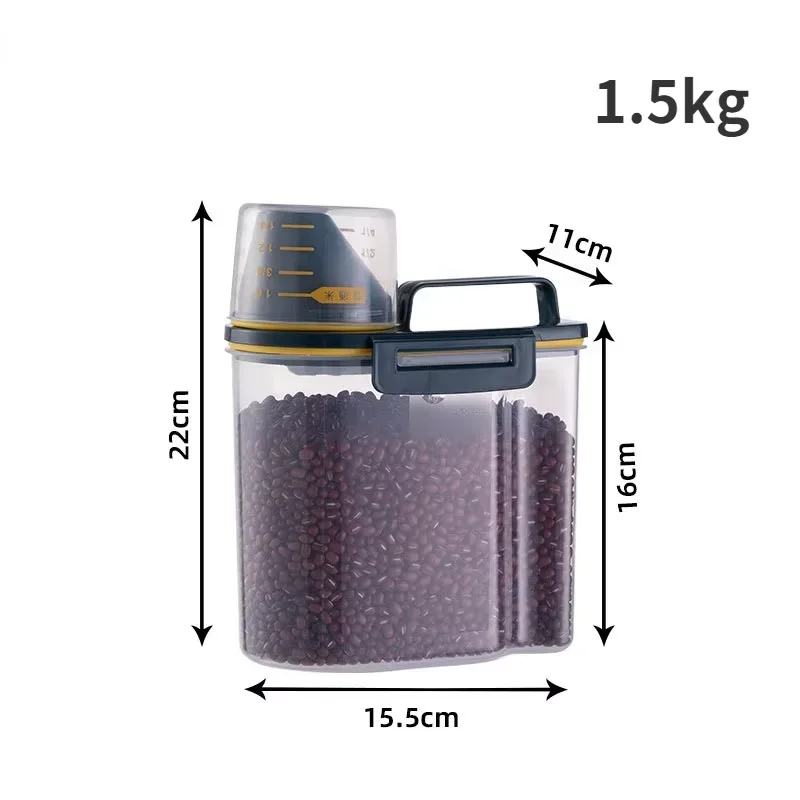 1.5kg/2kg Dog Cat Food Pail Plastic Storage Tank with Measuring thumbnail 2