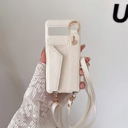 Luxury Crossbody Leather Wallet Case with Hand Strap - Google Pixel 9Pro (White)